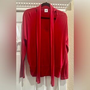 CAbi Red Blouse with Scarf Detail